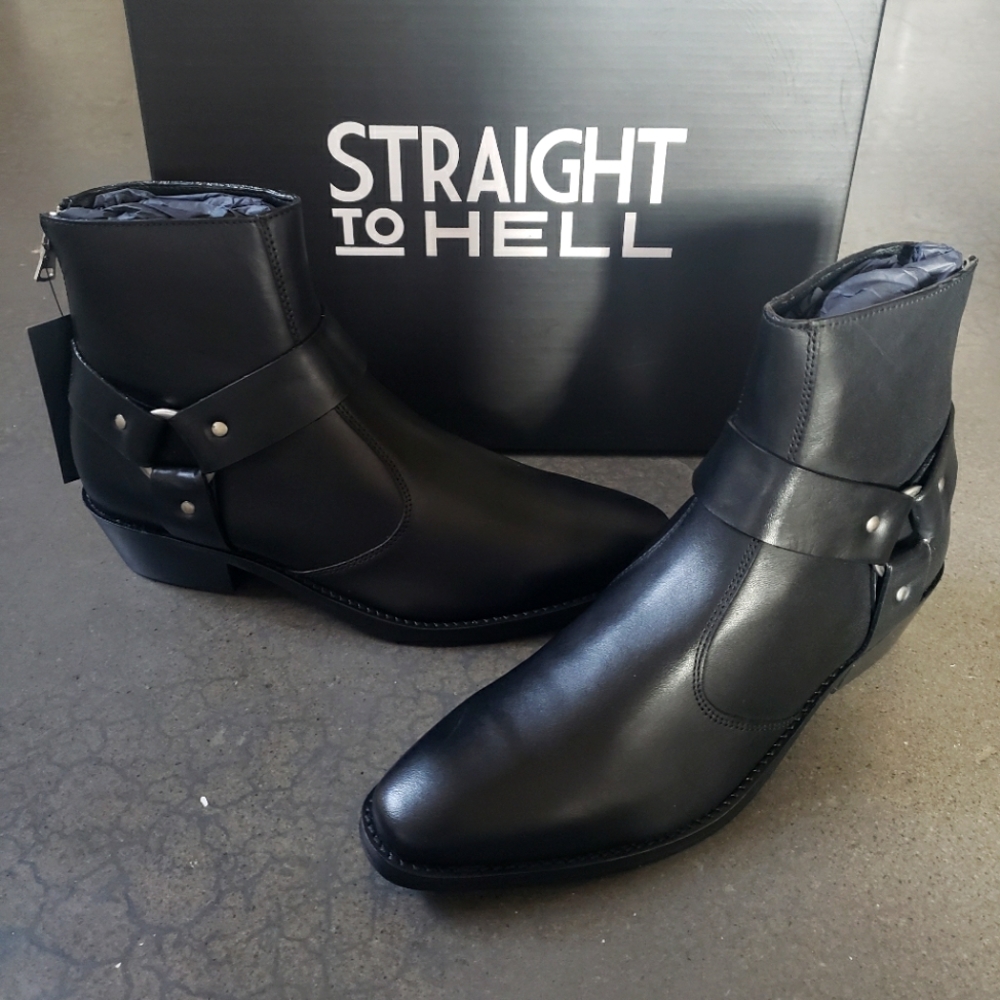 Mens Leather Ankle Boot by Straight to Hell